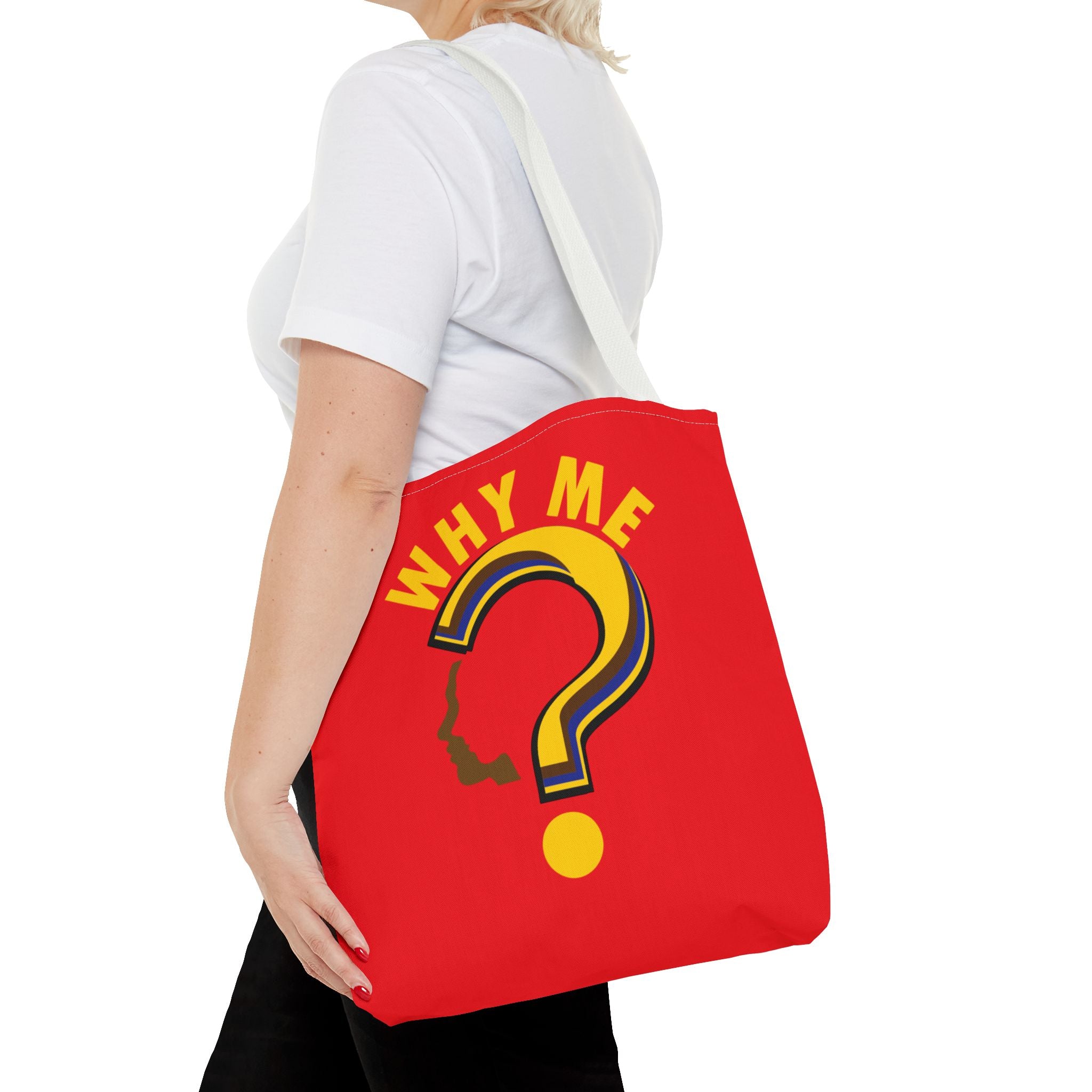Why Me? Question Mark Graphic Tote Bag — Canvas Shoulder Tote