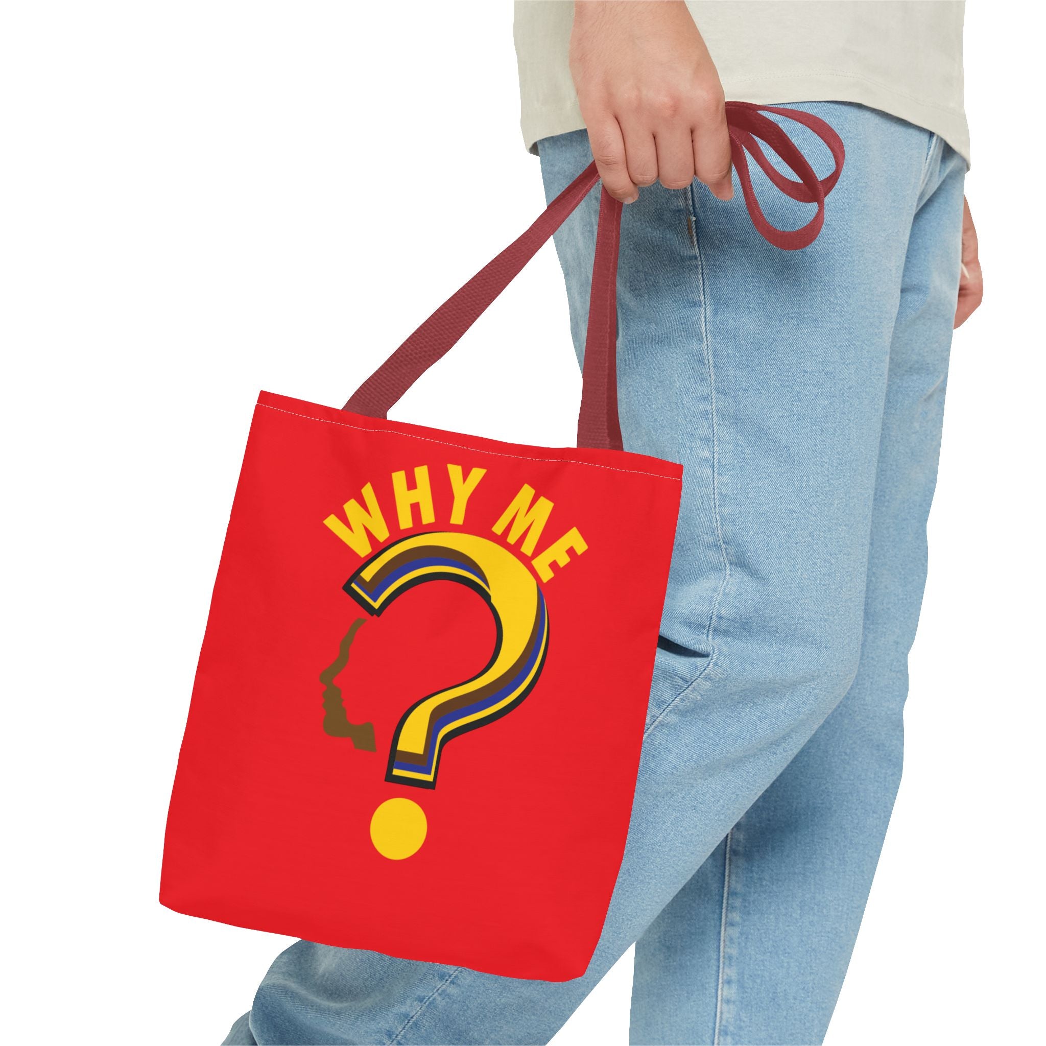 Why Me? Question Mark Graphic Tote Bag — Canvas Shoulder Tote