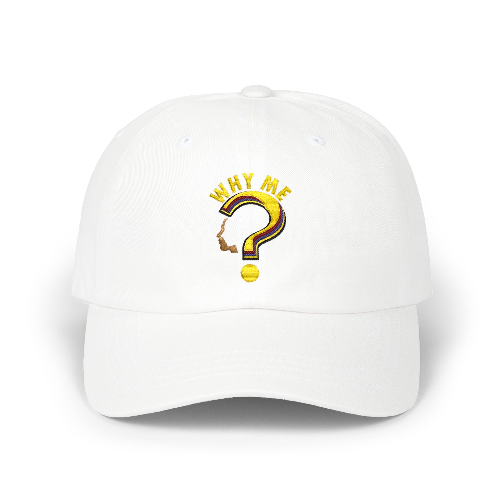 Dad Cap — 'Why Me?' Question Mark Embroidered Baseball Hat