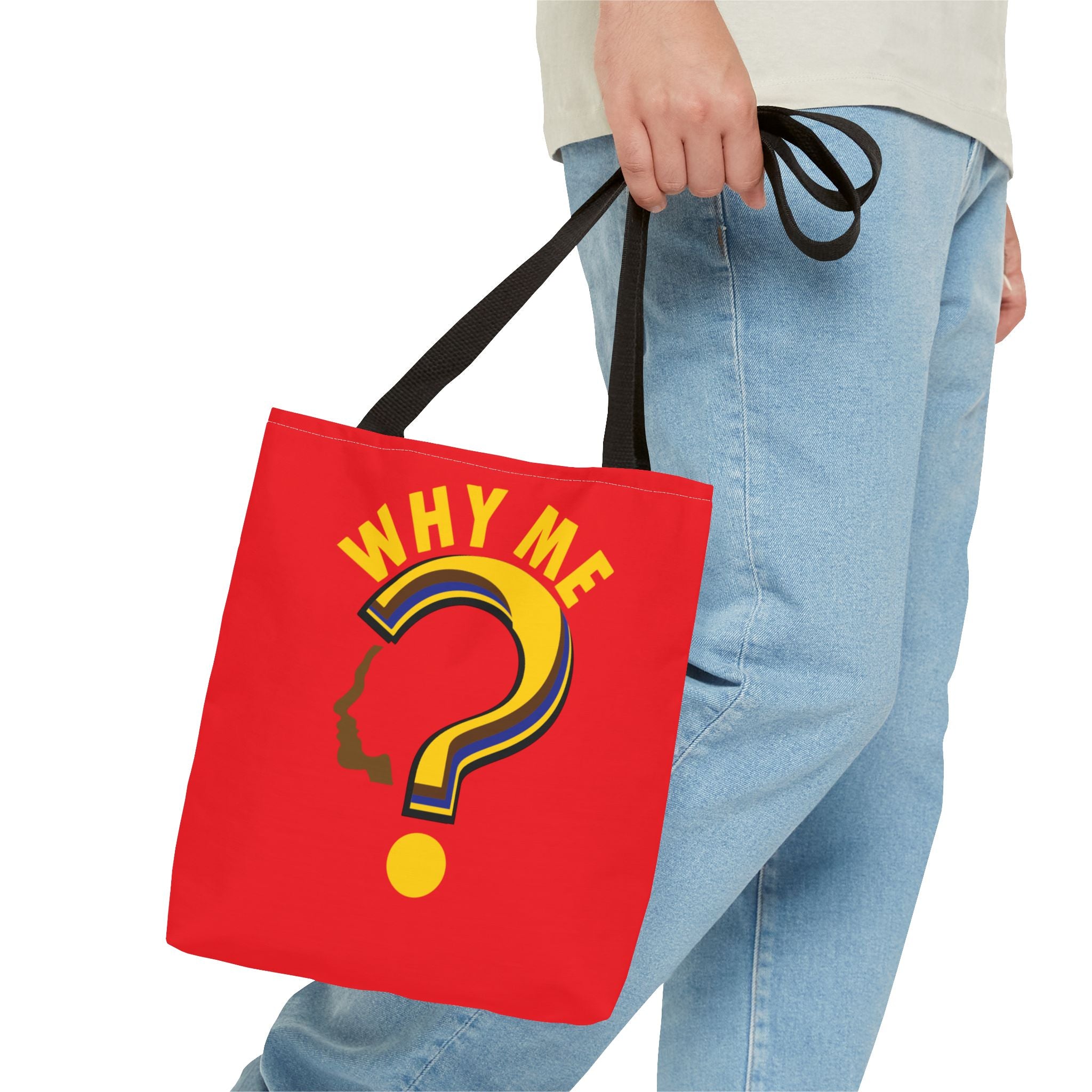 Why Me? Question Mark Graphic Tote Bag — Canvas Shoulder Tote