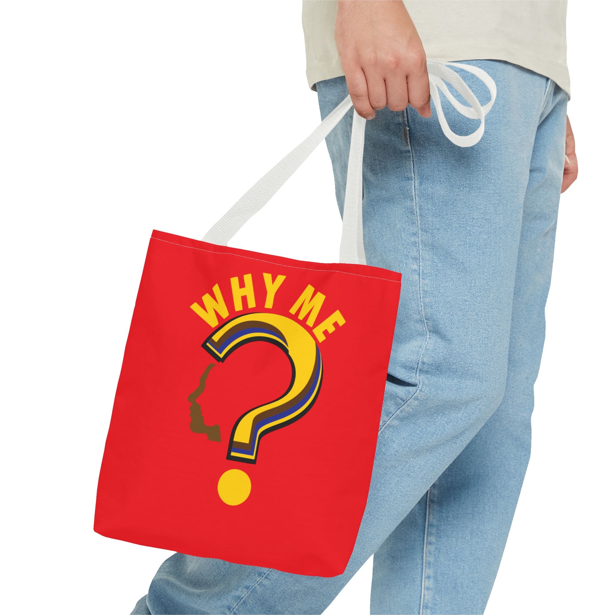 Why Me? Question Mark Graphic Tote Bag — Canvas Shoulder Tote