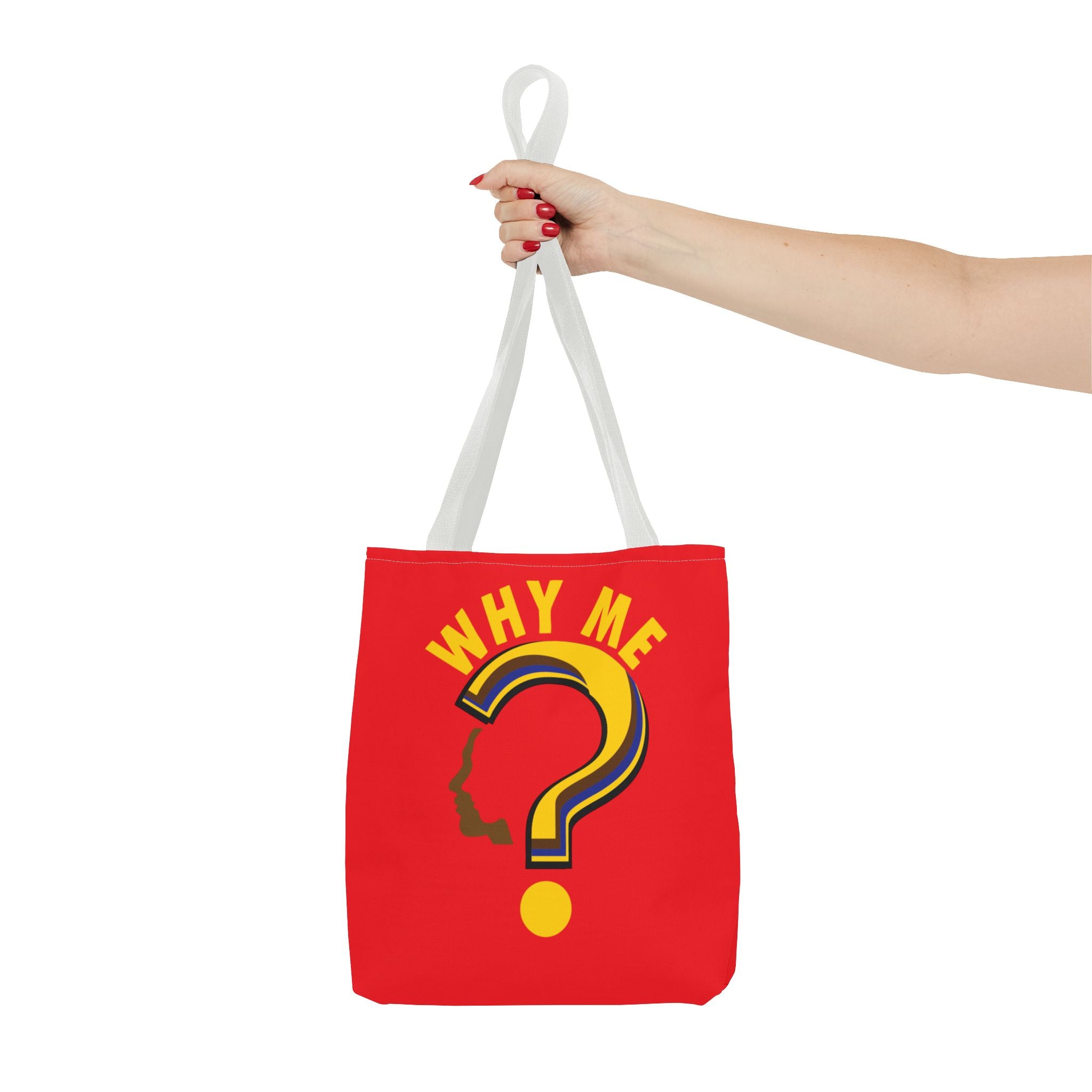 Why Me? Question Mark Graphic Tote Bag — Canvas Shoulder Tote
