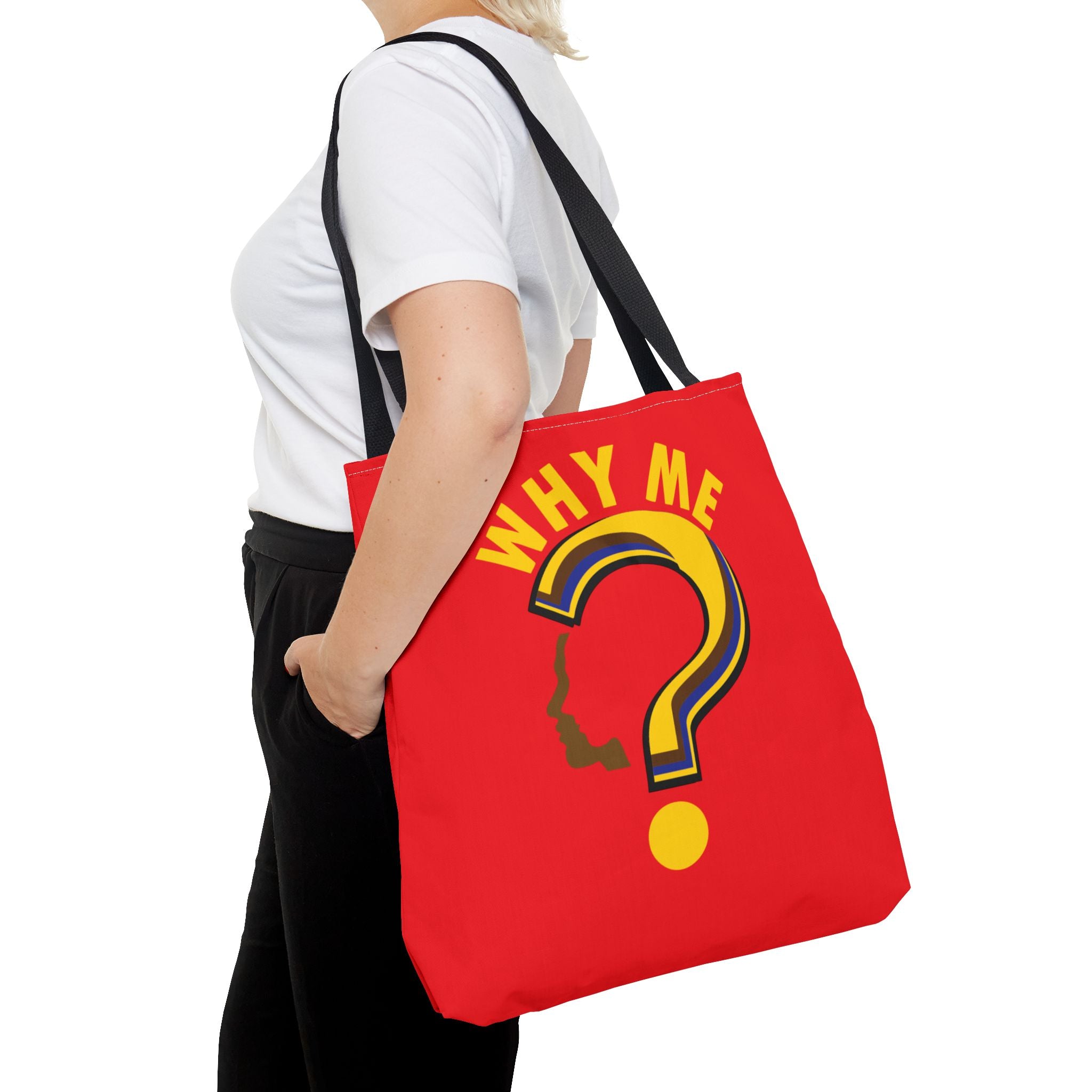 Why Me? Question Mark Graphic Tote Bag — Canvas Shoulder Tote